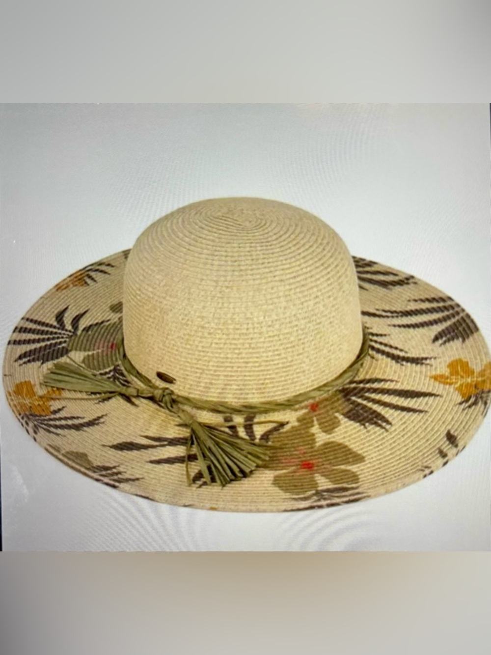 Tropical Floral Wide Brim Straw Hat